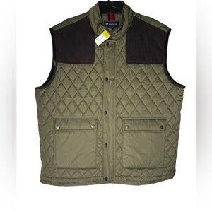 Cremieux Mens Quilted Vest XXL Olive Green Field Vest Fleece Lined Insulated NWT